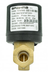 ЭЛЕКТРОМАГНИТНЫЕ ГАЗОВЫЕ КЛАПАНЫ BRAHMA E6G*S10*3/8*GMO (230/50-60) 13747002