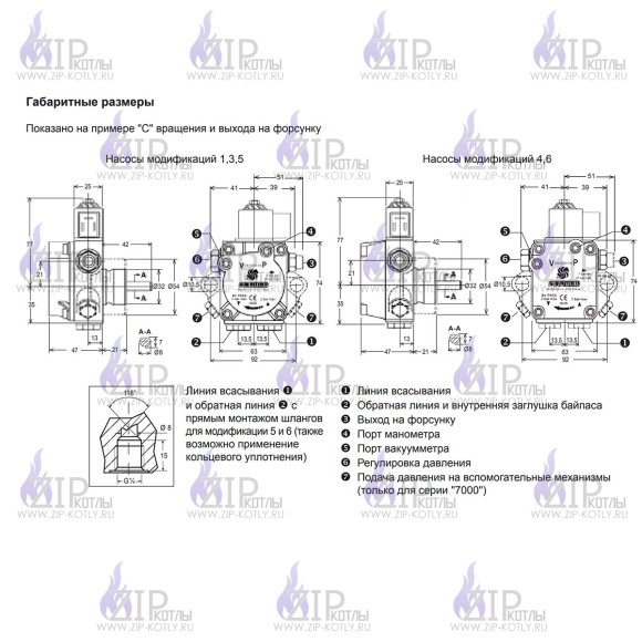 Топливный насос AS67C7456 Suntec AS 67 C 7456 4P 0700_1