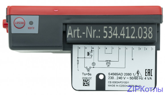 Контроллер управления горением Honeywell S4565AD2080 Топочник ACV 5476V016 Resideo (534.412.038)
