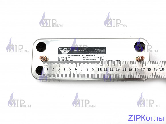 Теплообменник вторичный ГВС ZILMET 14 пластин 166мм для Baxi Protherm Demrad 0020119606 0020119605 17B2071206 711613000 711612600 71161280