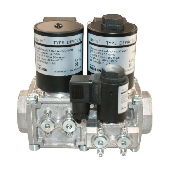Комбинированный электромагнитный газовый клапан 1 1/4+1/2 Rossen DEVC332RC332C015