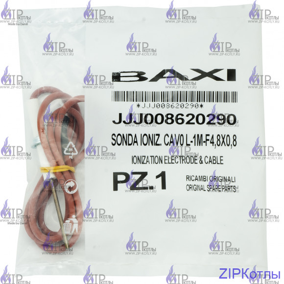Электрод контроля пламени с кабелем BAXI 8620290 Электрод контроля пламени с кабелем BAXI 8620290